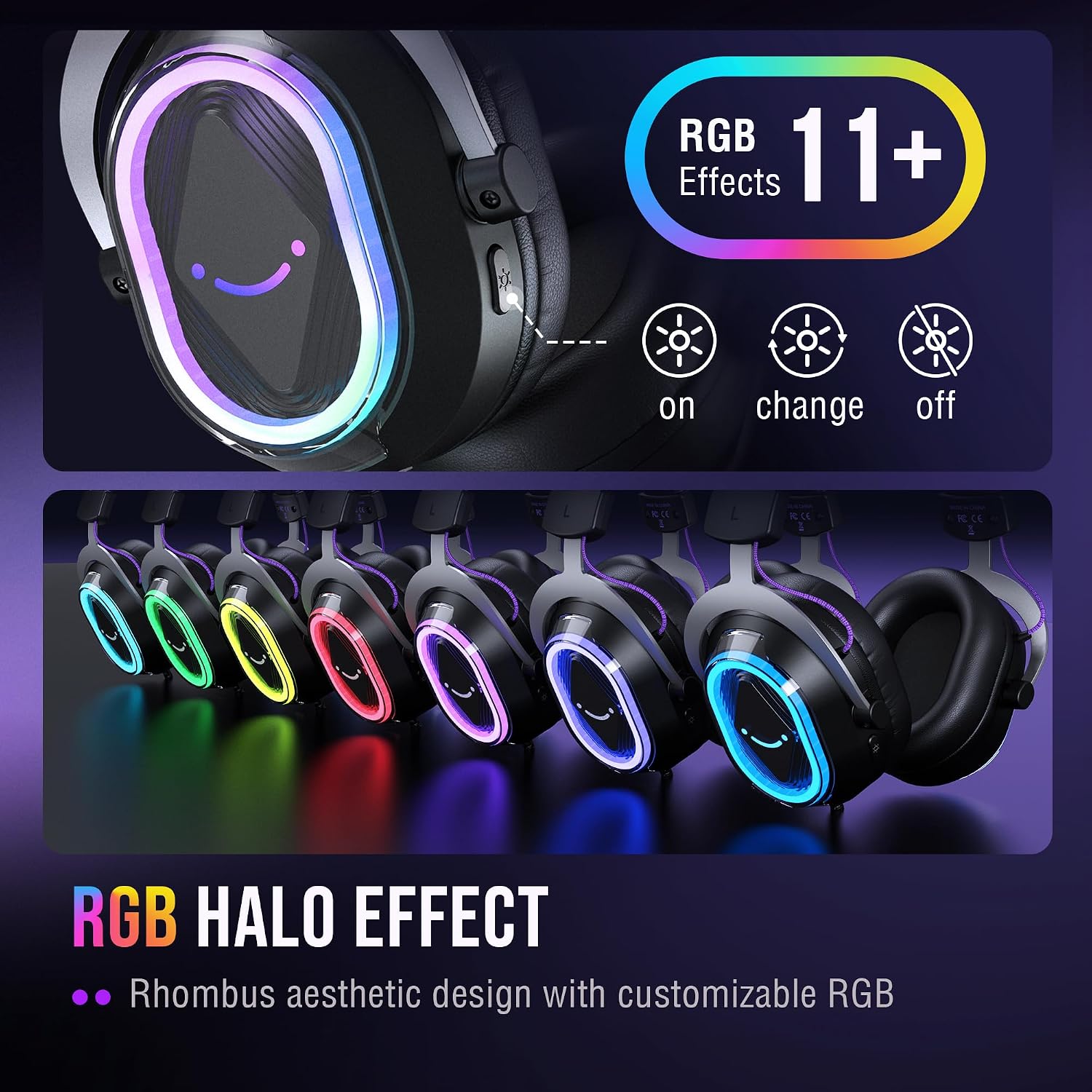 FIFINE H13BP Wired USB Gaming Headset for PC, PS4/5, Mac, Game/Chat Balance | Large 50mm drivers, Crisp 7.1 Surround, Ergonomic Earpads, Active Noise Canceling Mic, 11 Modes RGB, 3 EQ Modes - Image 5