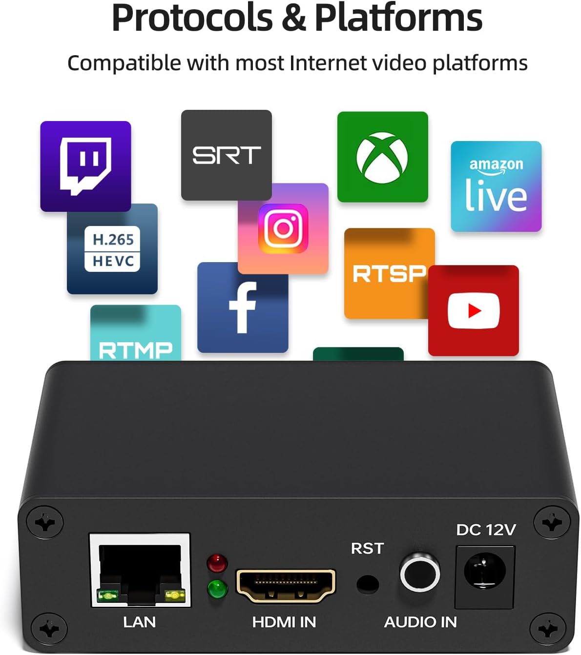 1080P60 HDMI Video Encoder, H.265/H.264 Live Streaming Encoder, HDMI to RTSP/RTMP/SRT/HLS/WebRTC IPTV Encoder for YouTube Facebook Live, Browser Setup, No PC Software Needed - Image 6