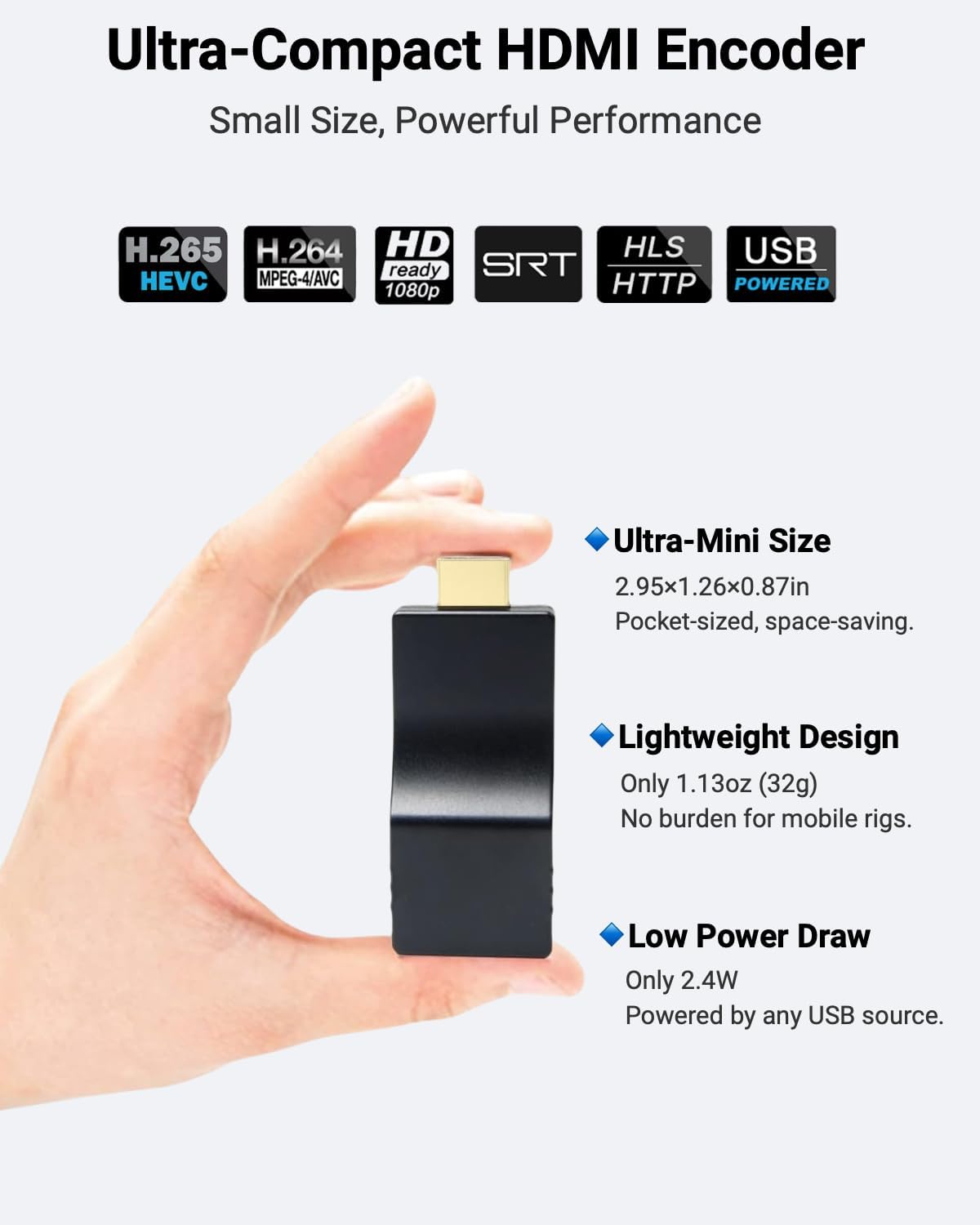 DDMALL H.265 HDMI Video Encoder, Mini 2K Hardware Live Encoder (AVC-2K) | Compact & Low Power Design with SRT HLS RTMP RTMPS RTSP UPD & Cloud Management, Compatible with YouTube, Facebook, Twitch - Image 2