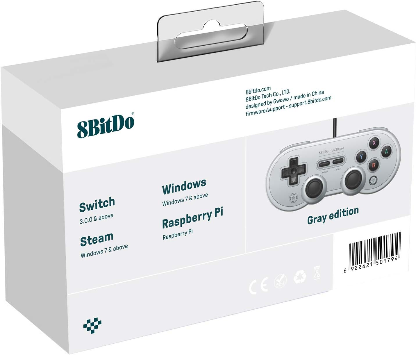 8Bitdo Sn30 Pro USB Wired Gamepad for Switch, Windows & Raspberry Pi(Gray Edition) - Image 3